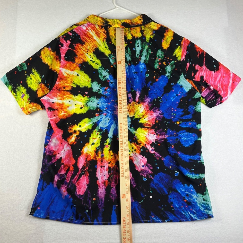 Feifeiyu Mens XXL Tie Dye Button Down Shirt Short Sleeve Psychedelic Multi Color - Picture 10 of 12